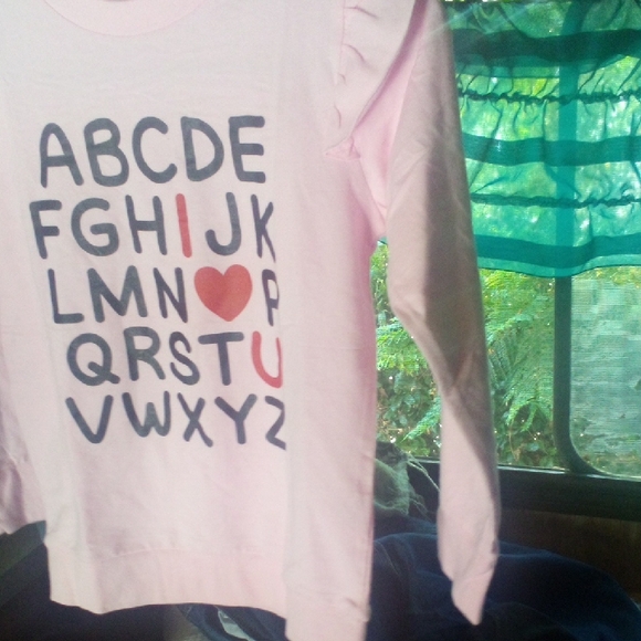 NWOT!  Pink Long Sleeve Alphabet Tee - Picture 3 of 6